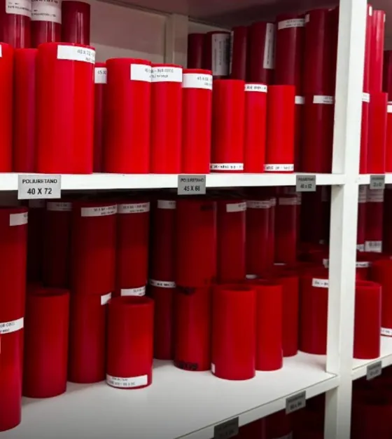 Tarugos de poliuretano vermelho em estoque